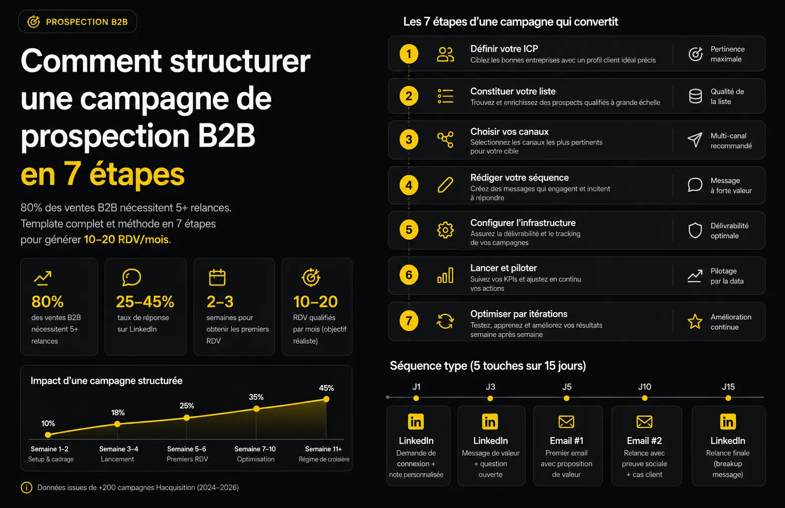 Comment structurer une campagne de prospection B2B en 7 étapes (template inclus)